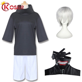 COSER KING ญี่ปุ่นอะนิเมะ Tokyo ghoul ชุดคอสเพลย์ kaneki Ken COSPLAY เครื่องแต่งกายกางเกงขาสั้นด้านบน แจ็คเก็ตสีดำต่อสู้