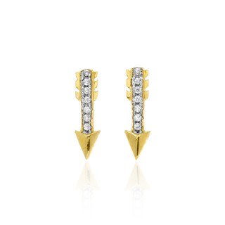 Jewelry Buffet ต่างหู ต่างหูแฟชั่น ต่างหูลูกศร ดีไซน์น่ารัก ชุบทอง 18K ประดับเพชรสวิส