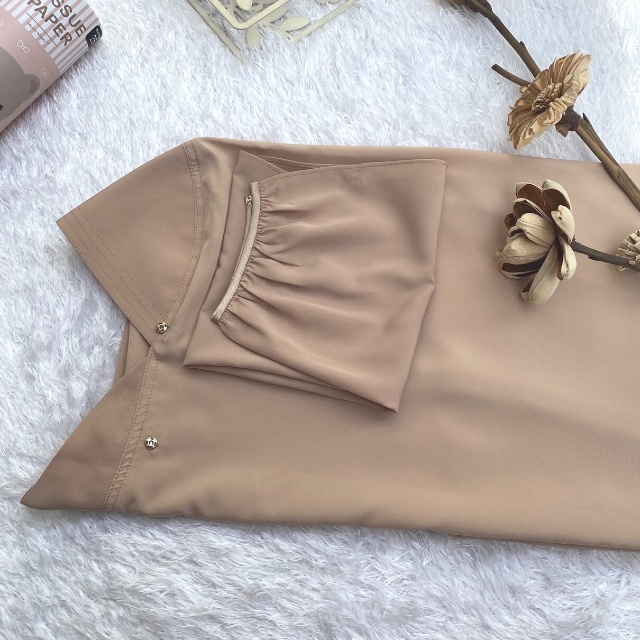 Annisaa l ฮิญาบปิดหน้า l นิกอบ ทรงกลมกุ๊กไก่ ผ้าพรินสกรีน เกรดดี  กระดุมข้างละ 2 จุด Size M l L - รูปที่ 2