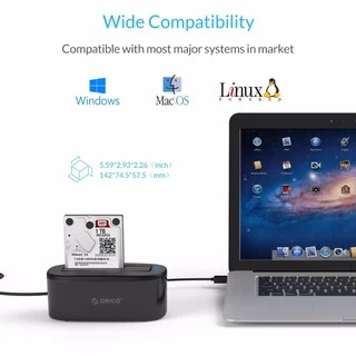 ORICO 6218US3 HDD Docking USB3.0 โอริโก้ด๊อกกิ้ง สำหรับ HDD/SSD 2.5/3.5'' SATA 1Bay