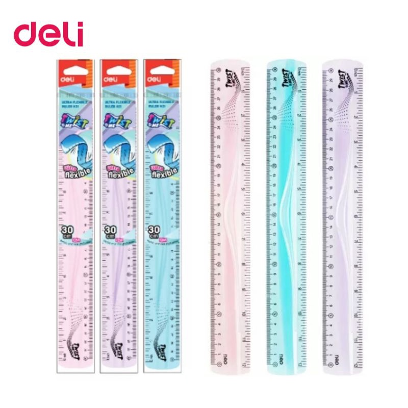 Deli ไม้บรรทัดเยลลี่ งอได้ No.H21 ยาว 30 เซนติเมตร / 12 นิ้ว ไม้บรรทัดทำจาก PVC (ราคาต่อ 1 ชิ้น)