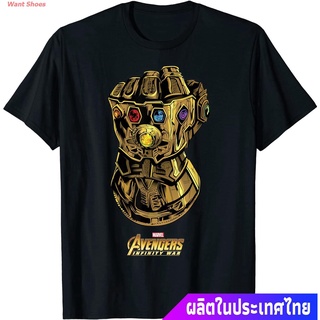 เสื้อยืดผ้าฝ้ายพิมพ์ลายแฟชั่น ผ้าฝ้าย 100%เสื้อยืดลำลอง Marvel Avengers Infinity War Gauntlet Gems Graphic T-Shirt T-Shi