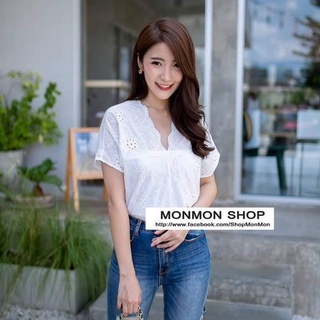 SALE ‼ 159- S ว ม ส่ ง 👚 เสื้อลูกไม้คอตตอนฉลุ