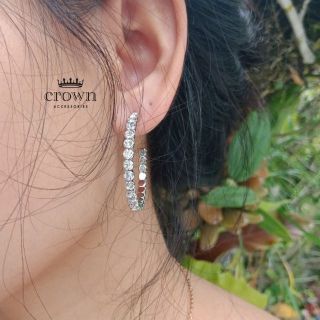 Loop earrings  ต่างหูห่วง ต่างหูเพชร เครื่องประดับ ต่างหูแฟชั่น เกาหลี