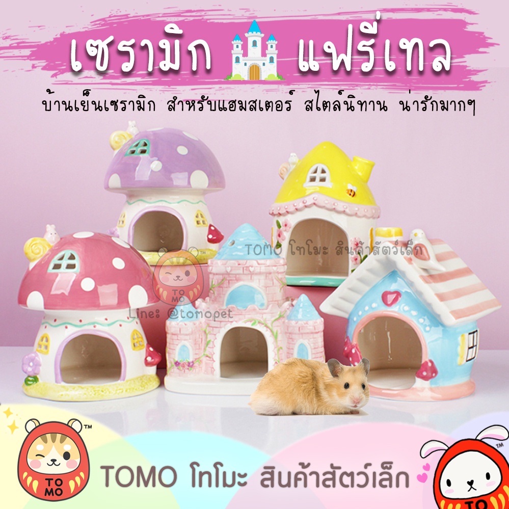ร้านโทโมะ บ้าน แฟรี่เทล แนวนิทาน บ้านเย็น เซรามิค ขนาดกลาง สำหรับแฮมสเตอร์ แฟรี่