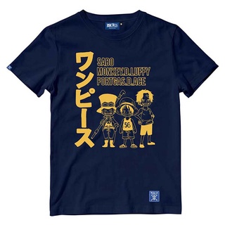 ราคาต่ำสุดDextreme เสื้อยืดวันพีซ DOP-855 ลาย Sabo,Luffy,Aceขนาดเต็มS-3XL