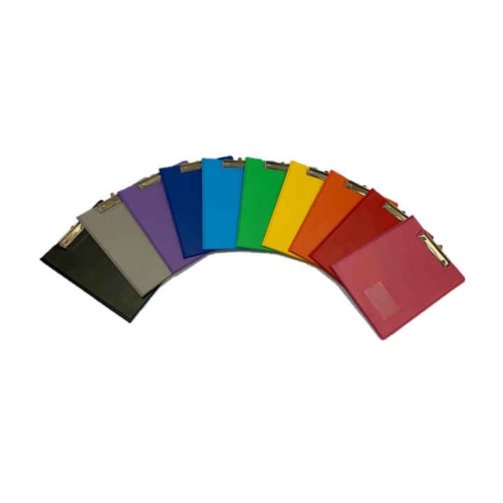 คลิปบอร์ดปกหนังเทียม PVC F4 แบบมีฝาปิด คละสี