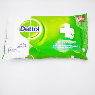 DETTOL Original ผ้าเช็ดทำความสะอาดผิว แบบเปียก 40 แผ่น