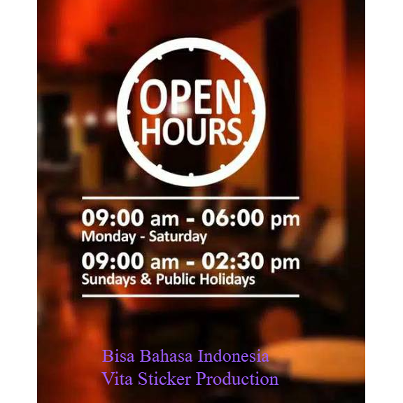 สติ๊กเกอร์ตัดสติ๊กเกอร์ OPEN HOURS CLOSE CLOCK OPEN SHOP TIME เปิด