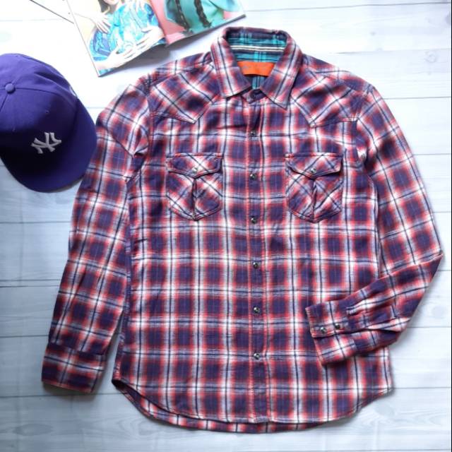 Kemeja Preloved Dickies Flannel เสื้อเชิ้ตแขนยาวลายสก๊อต