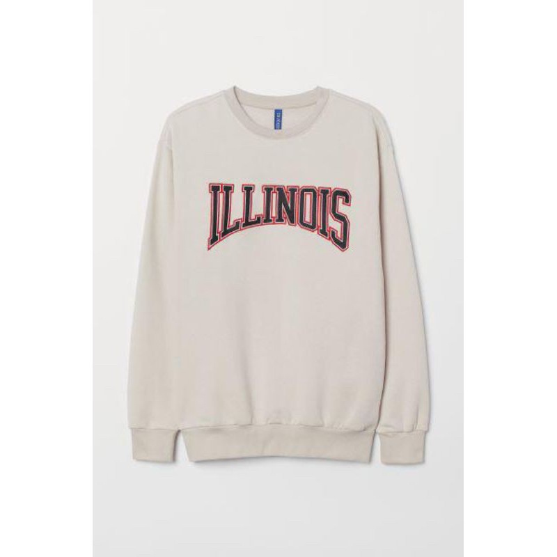 H&M ILLINOIS CREAM CREWNECK HNM SWETER