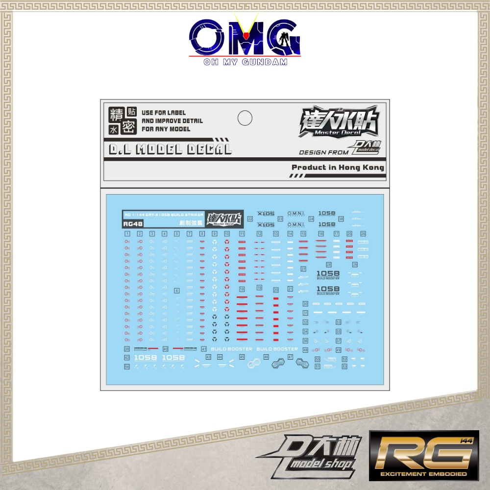 Dalin Water Decal RG48 RG Build Strike Gundam Decals 1/144 Build Strike Water Decal สติกเกอร์ Gunpla