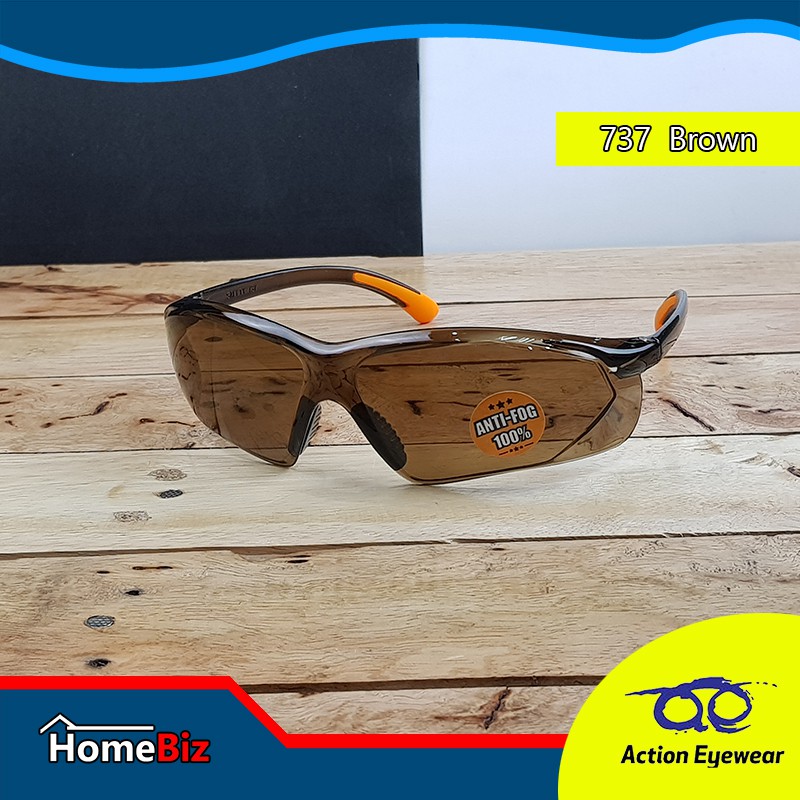 Action Eyewear รุ่น 737 Brown, แว่นตานิรภัย, กันUV, ใส่เที่ยว ใส่ออกกำลังกาย***แถมฟรี ซองแว่น***