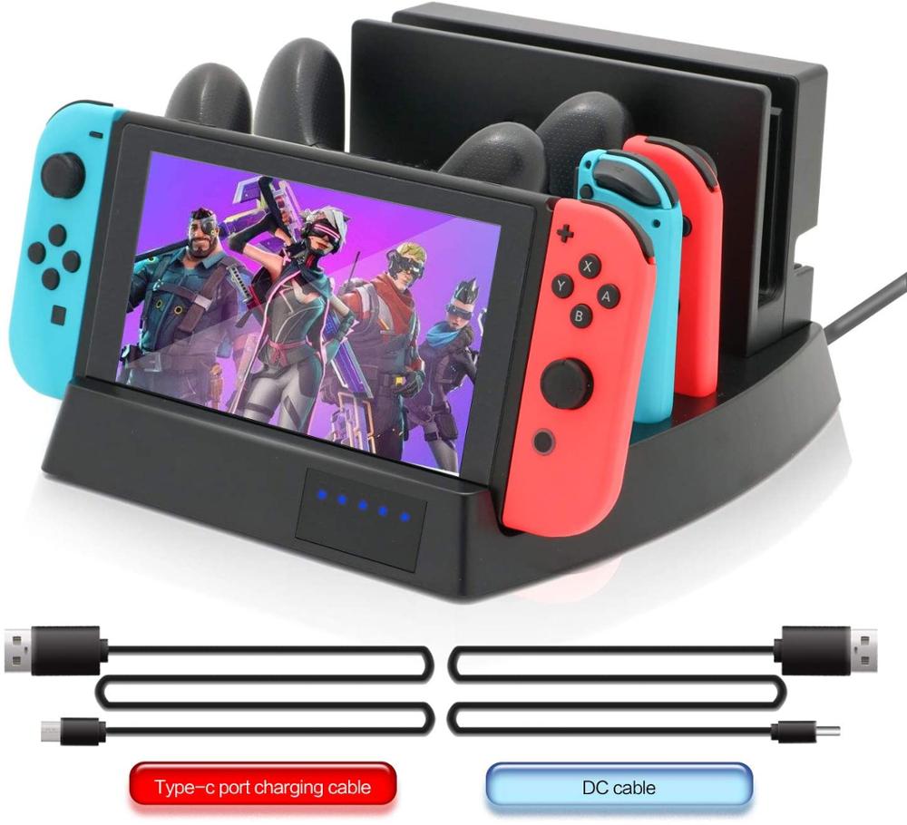 แท่นชาร์จสําหรับ Nintendo Switch, Charge 2 NS Switch, คอนโทรลเลอร์ Joy-cons 2 Pro, พร้อมสาย USB C 1 