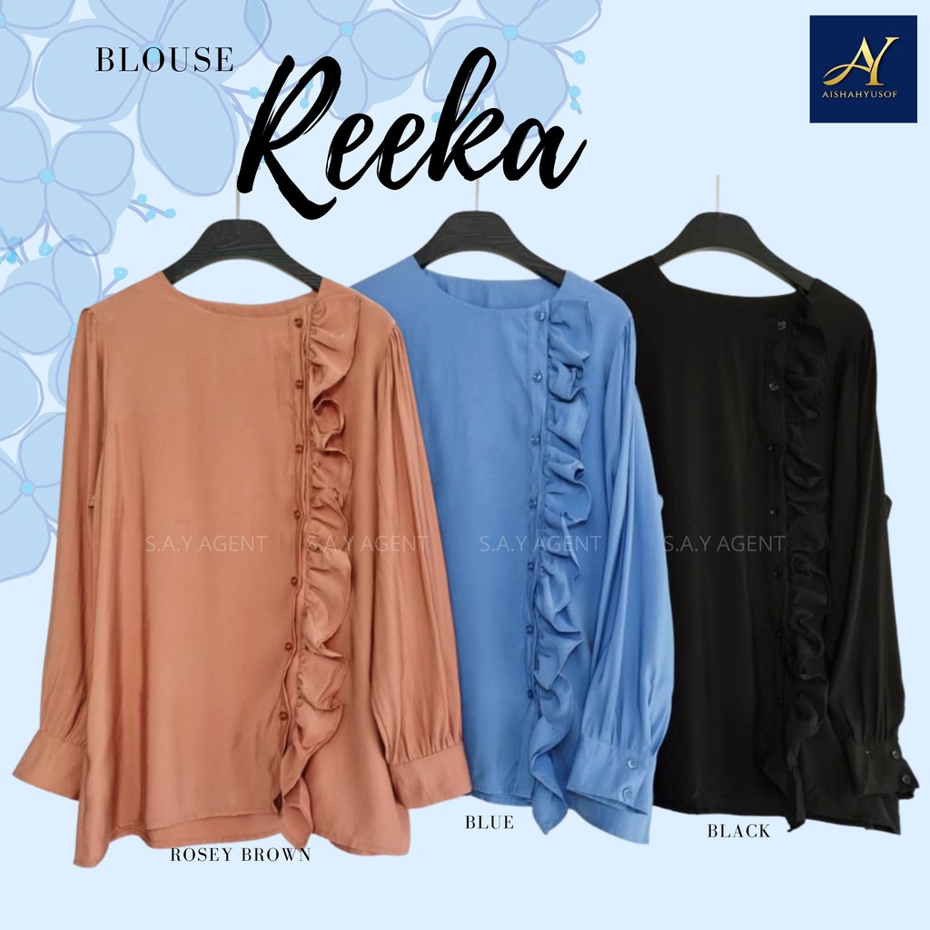 [BLOUSE] TOP PLAIN REKA RUFFLE BLOUSE YANG SELESA CANTIK FREE SIZE