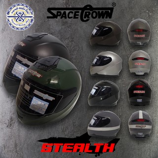 หมวกกันน็อค SPACE CROWN  Stealth  ทรงเต็มใบ สีพื้น มีให้เลือกหลายสี ( สเปรซคราวน์ สเตล )