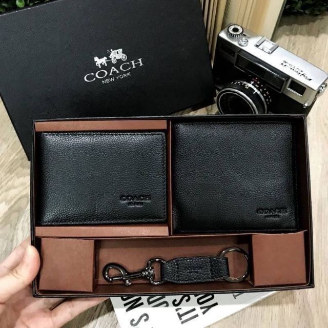 COACH FACTORY WALLET WITH CARD POCKET &amp; KEY CHAIN ชุดกระเป๋าสตางค์ใบสั้น