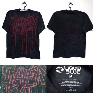 เสื้อวง SLAYER  BY  LIQUID BLUE สินค้าลิขสิทธิ์แท้ มือ1 นำเข้าจากUSAป้าย สกรีนคอ Liquid Blue