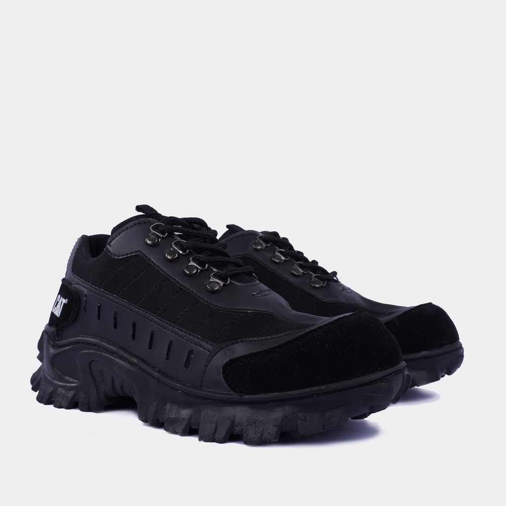 Hitam Men& 39;s SHORT SAFETY BOOTS CATERPILLAR BULDZER LOW PREMIUM BLACK TAN GREY