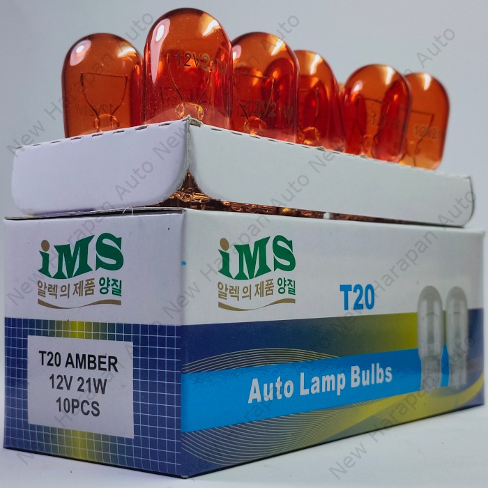 IMS T20 12V-WY21W WX3x16d ขนาดใหญ่ 1 ขาเลี้ยวหลอดไฟสีเหลือง-ส้ม-Amber-สีเหลือง