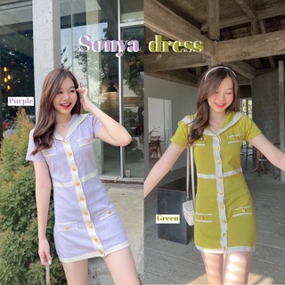 Sonya dress ⁣ มินิเดรสไหมพรม คอปก กระดุมด้านหน้า