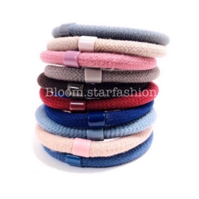 (10 เส้น) ยางรัดผมสไตล์เกาหลี <เส้นยางหนานุ่ม> ☆ ชุดคละ10สี / ดำล้วน☆