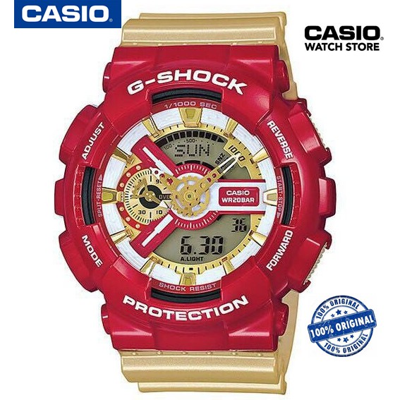 CASIO G-Shock Iron Man นาฬิกาข้อมือ สายเรซิ่น รุ่น GA-110CS-4A Limited Edition - Gold/Red