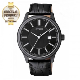 CITIZEN Quartz Leather Strap Mens Watch รุ่น BI1055-01E - BlackPVD/สายหนังแท้ Black