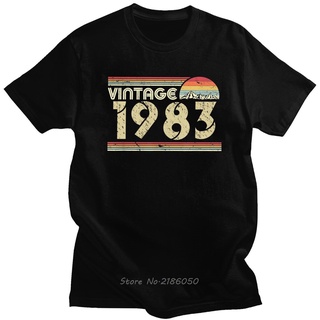 เสื้อยืดครอปเสื้อยืดแขนสั้น ผ้าฝ้าย พิมพ์ลาย 1983 37th 37 ปี สไตล์วินเทจ คลาสสิก สําหรับผู้ชายS-5XL