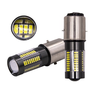 2pcs BA20D Motorcycle LED Headlight Bulb 100W 6-Side White 6000K 66LED 12V-24V Hi/Lo Beam Fog Lamp Driving Light Bulb