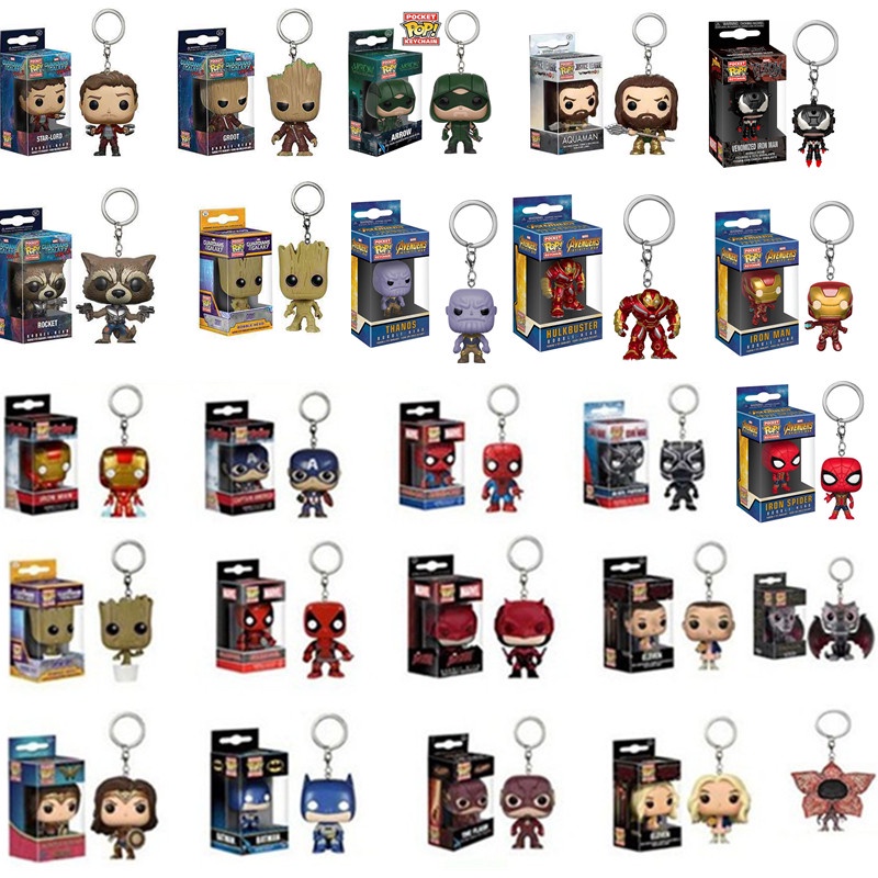 Funko พวงกุญแจ Iron Man Wonder Woman Spiderman Deadpool ของเล่นตุ๊กตา