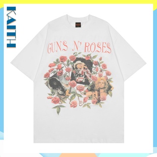 พร้อมส่ง Guns N Roses เสื้อยืด ผ้าฝ้าย พิมพ์ลายกราฟฟิค ดอกกุหลาบ โอเวอร์ไซซ์ สไตล์วินเทจ สําหรับผู้ชาย