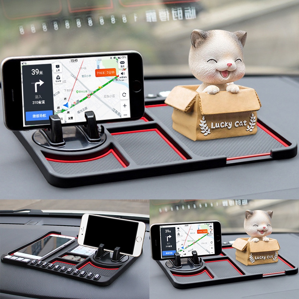 แผ่นซิลิโคนกันลื่น ที่วางโทรศัพท์มือถือ หมายเลขที่จอดรถกลางแจ้ง ที่วางในรถยนต์แบบปรับได้ 360 องศา ที่วางโทรศัพท์