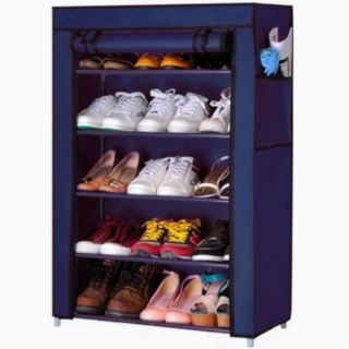 Shoe Rack ชั้นวางรองเท้า 5 ชั้น + ผ้าคลุม (สีกรม)