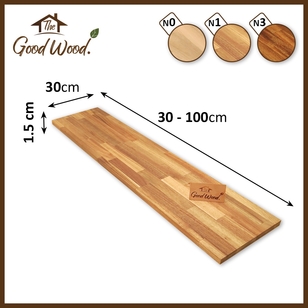 ชั้นวางของ ไม้Acacia หนา15mm.กว้าง30cm.ยาว30-100cm. เหมาะสำหรับงาน DIY เช่นทำชั้นวางของ #ชั้นวางหนัง