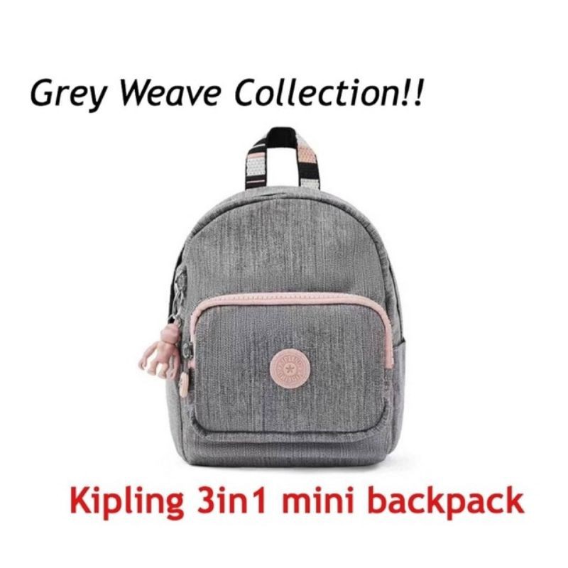 Kipling 3in1 mini backpack จาก Grey Weave Collection กระเป๋า