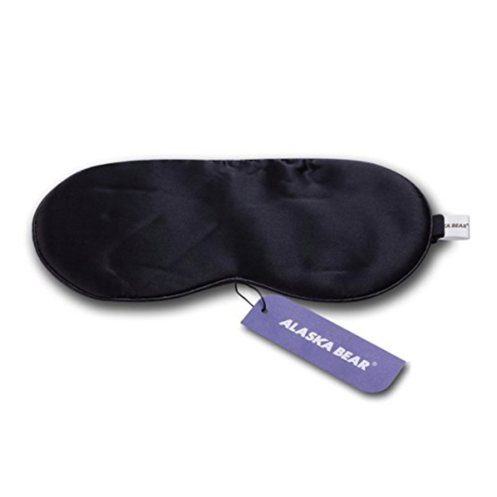 Alaska Bear ผ้าปิดตา 100% Mulberry Silk Sleep Mask/Blindfold, 19 momme 600 thread counts, super smooth (Color Black)