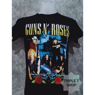 เสื้อยืดคอกลม สกรีนลาย GUNSN ROSES (รหัส 80)