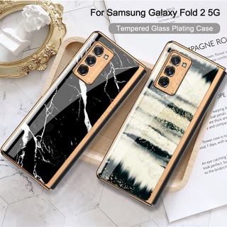 Original Case For Samsung Galaxy Z Flip Fold 2 Case Tempered Glass Luxury Plating Edge For Samsung Z Flip Fold 2 Cover Coque