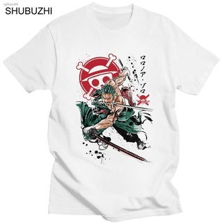 เตรียมจัดส่ง☈เสื้อยืด คอกลม แขนสั้น ลายการ์ตูนอนิเมะ Pirate Hunter Zoro สําหรับผู้ชาย และผู้หญิงS-5XL