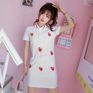 Dress korean ผ้าลายหัวใจ น่ารักๆมากค่า size s,m ใส่ได้ค่า