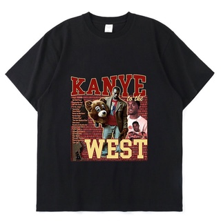 เสื้อยืดผ้าฝ้ายเสื้อยืดแขนสั้นลําลอง ผ้าฝ้าย ทรงหลวม พิมพ์ลายกราฟฟิค Kanye West สไตล์ฮาราจูกุ แฟชั่นฤดูร้อน สําหรับผู้ชา