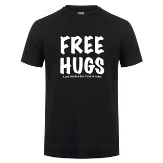 ผ้าฝ้ายคอกลมเสื้อยืดแขนสั้น คอกลม ผ้าฝ้าย พิมพ์ลาย Free Hugs แฟชั่นฤดูร้อน สําหรับผู้ชายสามารถปรับแต่งได้from S-4XL