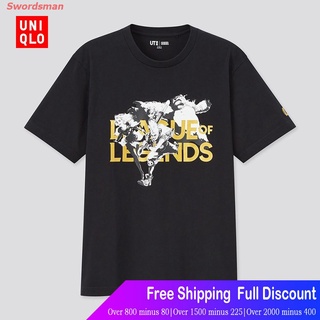 เสื้อยืดสีขาวUNIQLO เสื้อยืดแขนสั้น พิมพ์ลาย Swordsman League of Legends สําหรับผู้ชาย และผู้หญิง 440016 Leagu twy8S-4XL