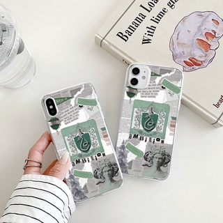 Slytherin illustration เคสไอโฟน 14 pro max Harry Potter iPhone 7 8 Plus Se2020 เคส 13 12 11 case X Xr Xs Max 8พลัส cover