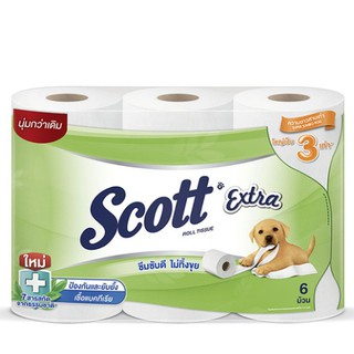  สก๊อตต์ เอ็กซ์ตร้า กระดาษชำระ ยาวสามเท่า หนา 2ชั้น ขนาด 6 ม้วน  SCOTT EXTRA  Super Jumbo Roll Tissue 2 Ply 6 Rolls