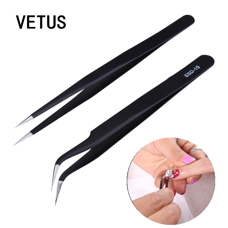 พร้อมส่ง แหนบสเตนเลส แบบโค้ง ตรง สำหรับคีบเพชรติดเล็บ