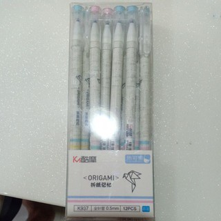 (12ด้าม)01ปากกาเจลลบได้หมึกน้ำเงินลายการ์ตูน pen