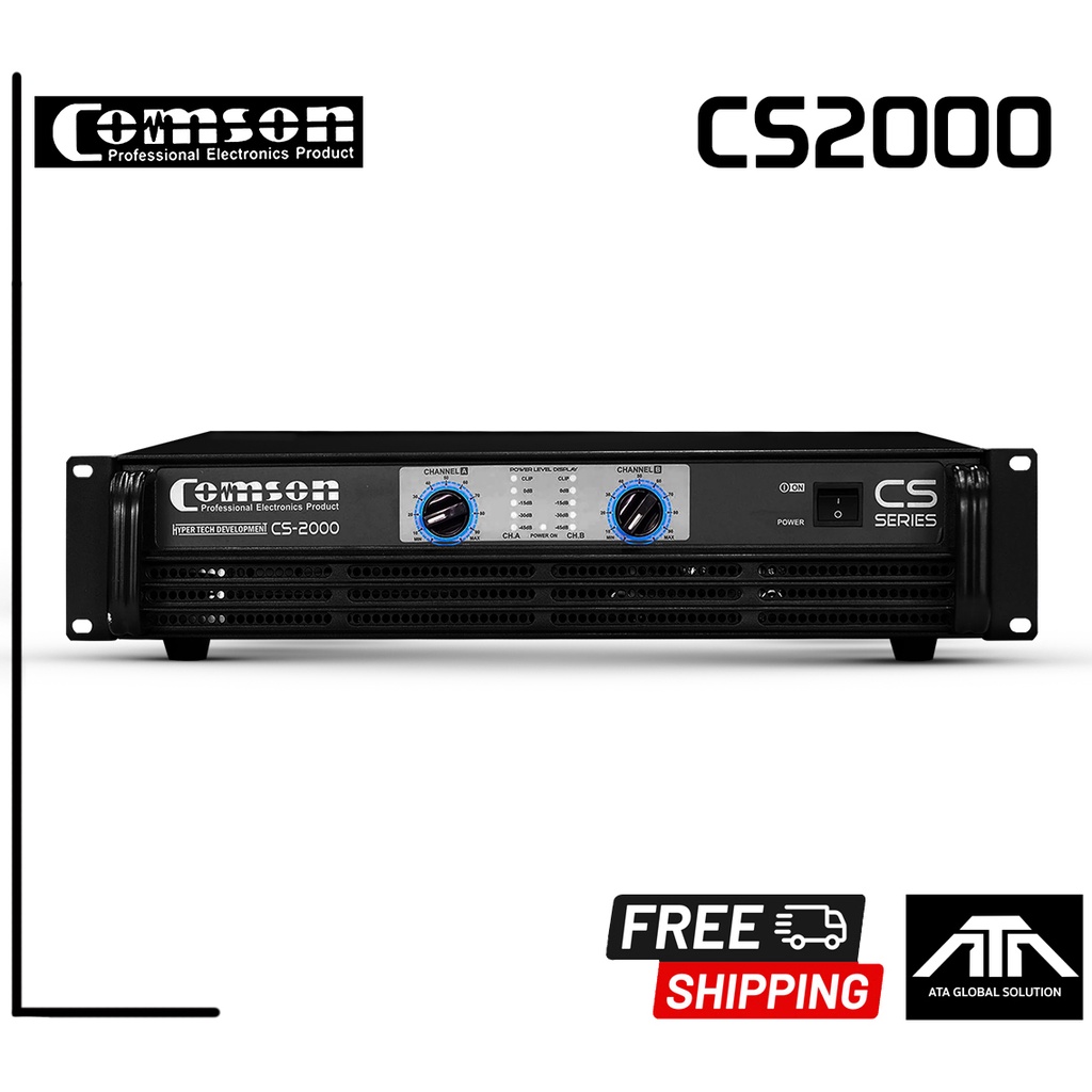 COMSON CS-2000 POWER AMP เพาเวอร์แอมป์ แบบหม้อแปลง กำลังวัตต์เต็ม รุ่นใหม่ มีครอสโอเวอร์ในตัว 500W.+500W. 4OHM CS 2000