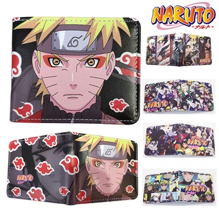 กระเป๋าสตางค์ หนัง PU ลายการ์ตูนนารูโตะ สีแดง สําหรับใส่บัตร